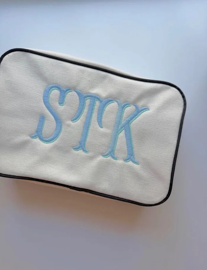 Script monogram pouch